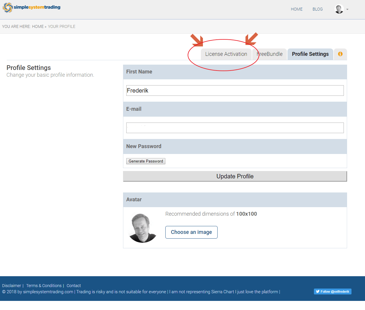 license activation tab